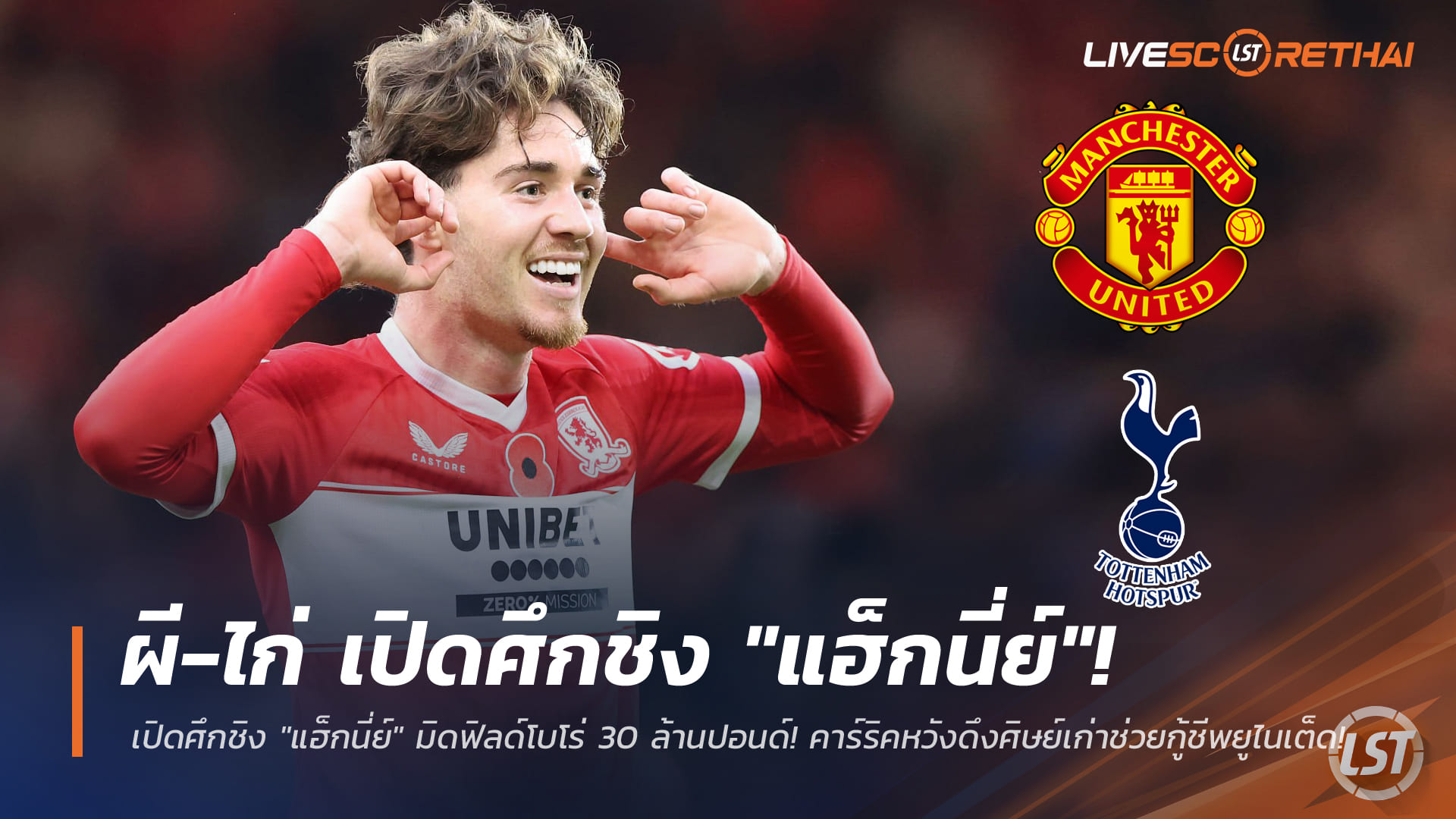 ข่าวฟุตบอล วันศุกร์ ที่ 16 มกราคม 2568 : ผี-ไก่ เปิดศึกชิง "แฮ็กนี่ย์" มิดฟิลด์โบโร่ 30 ล้านปอนด์! คาร์ริคหวังดึงศิษย์เก่าช่วยกู้ชีพยูไนเต็ด!