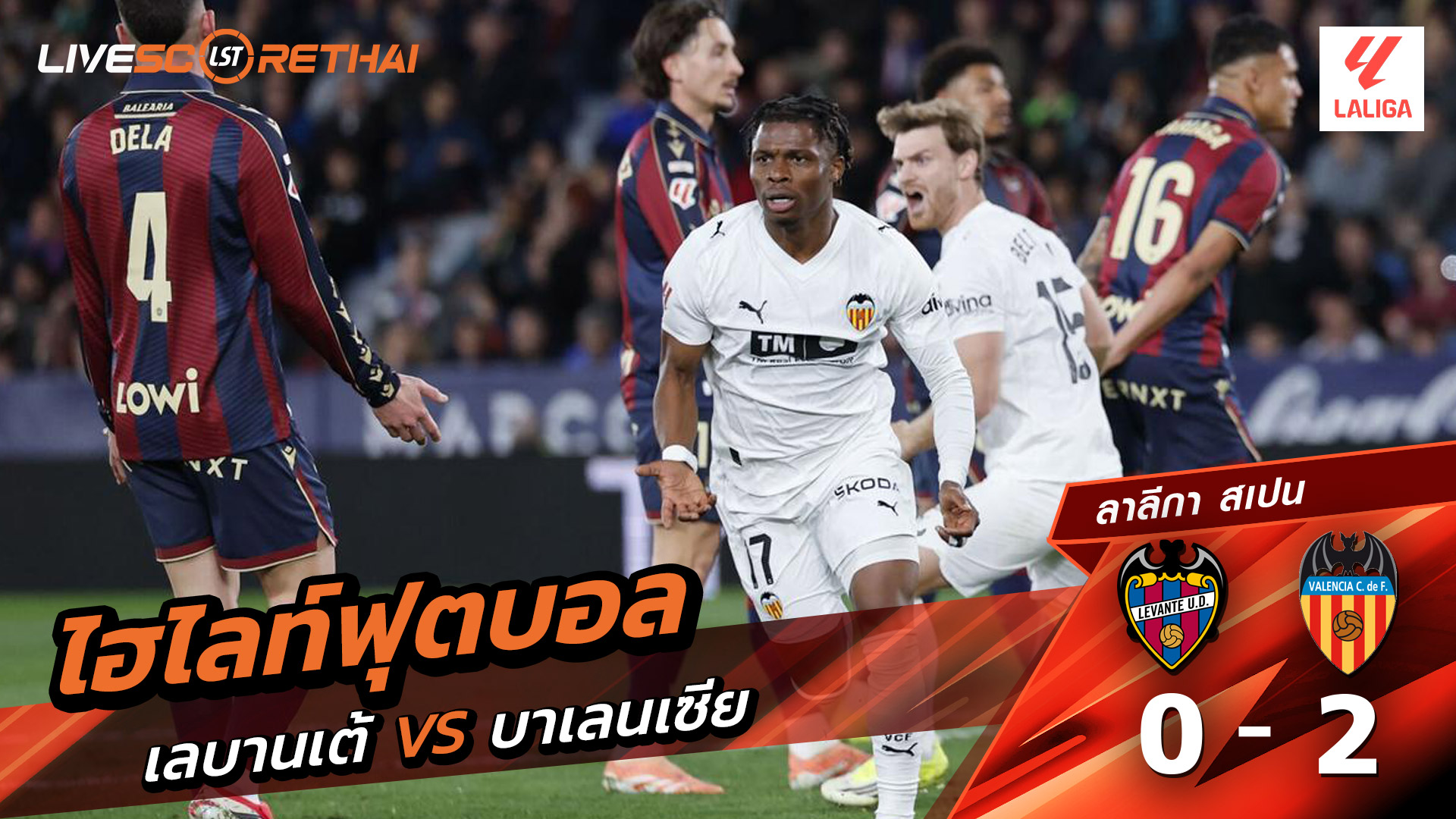 ไฮไลท์ฟุตบอล ลาลีกา สเปน วันที่ 16 กุมภาพันธ์ พ.ศ. 69 : เลบันเต้ 0-2 บาเลนเซีย